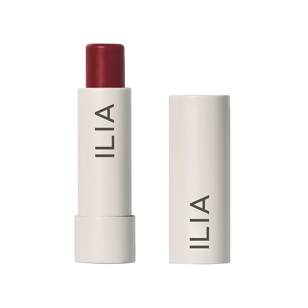 ILIA Balmy Tint Wanderlust closeup reveals sheer color and hydrated lips.