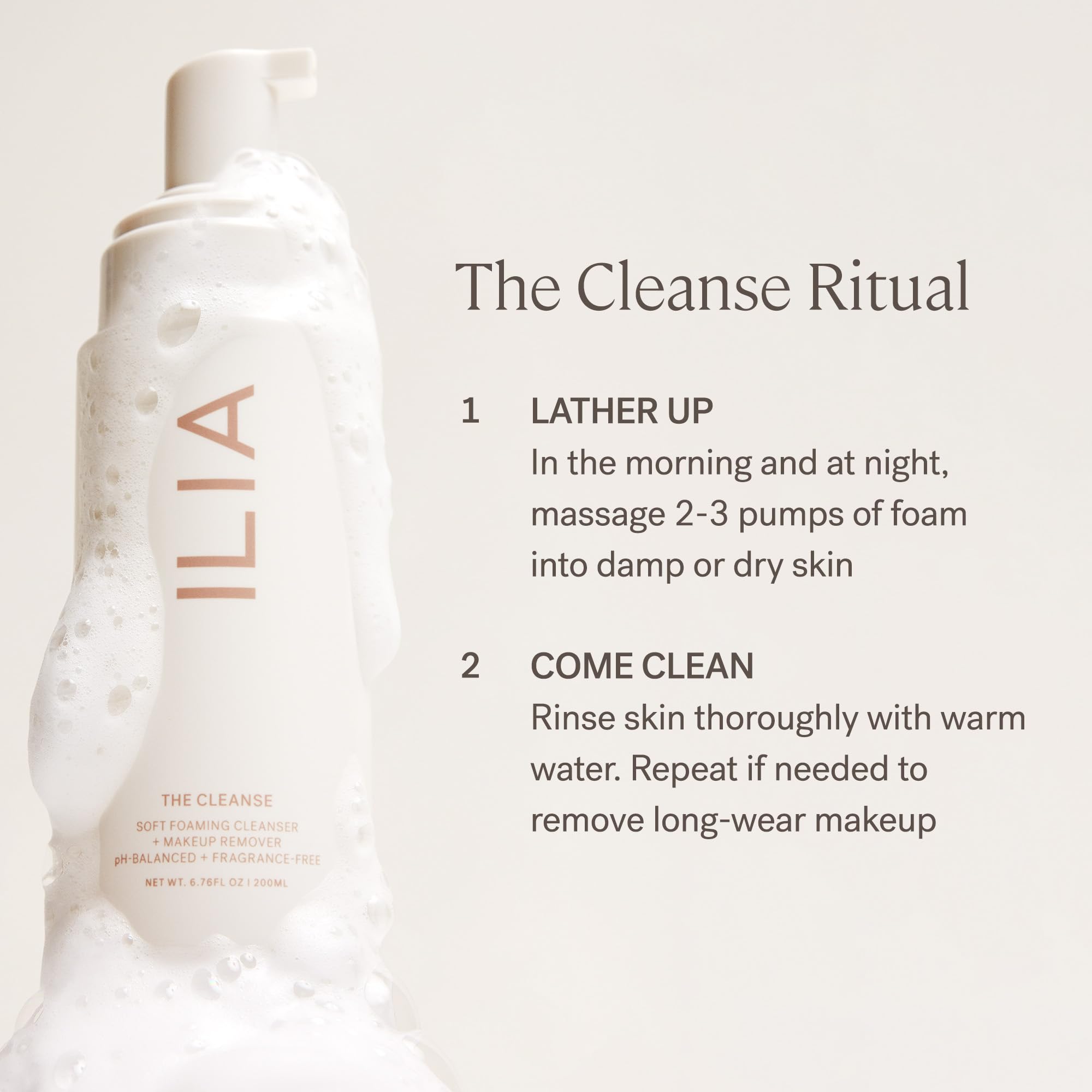 ILIA The Cleanse vegan-cruelty-free-seal image communicates ethical skincare packaging.