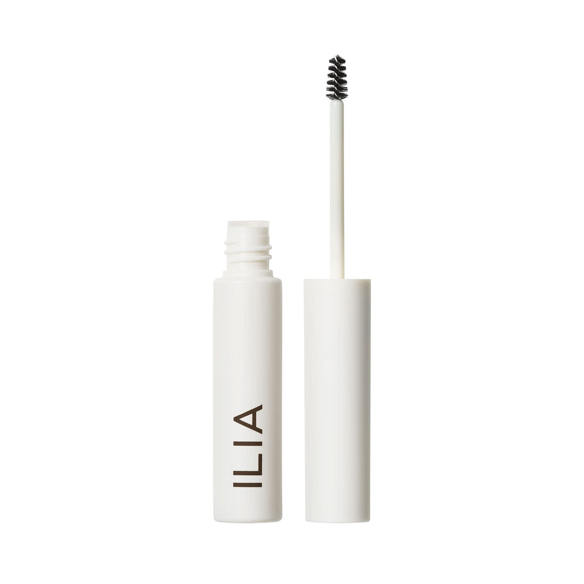 ILIA In Frame Brow Gel tube closeup shows clear, long-lasting hold