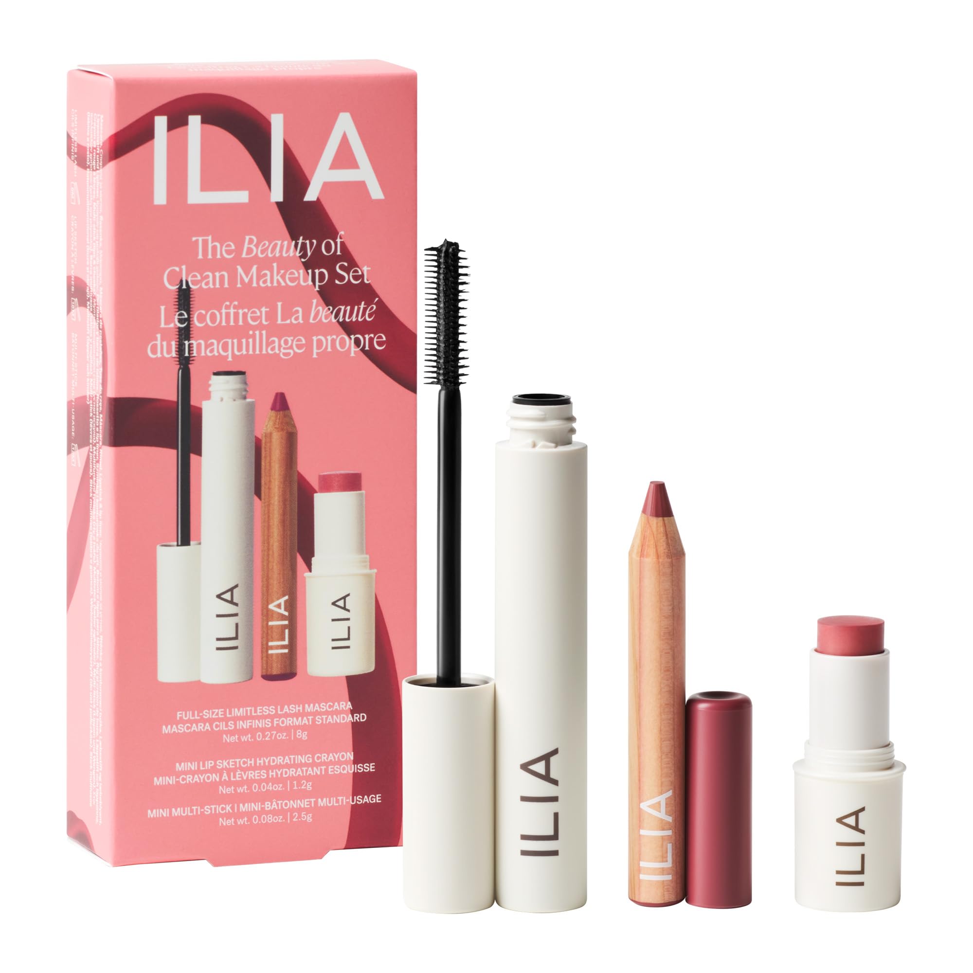 ILIA Limitless Lash Mascara dual wand lifts and defines lashes for a wide-eyed look.