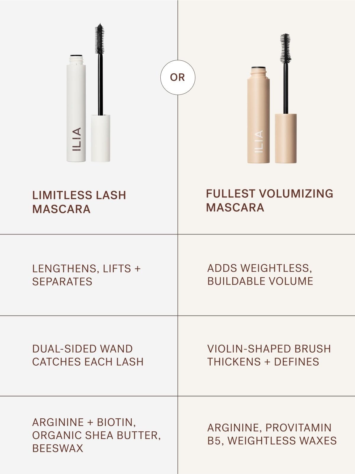 ILIA Limitless Lash before/after shows lift and length.