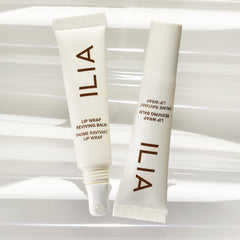 ILIA Lip Wrap Reviving Balm swatch showing satin sheen and hydration