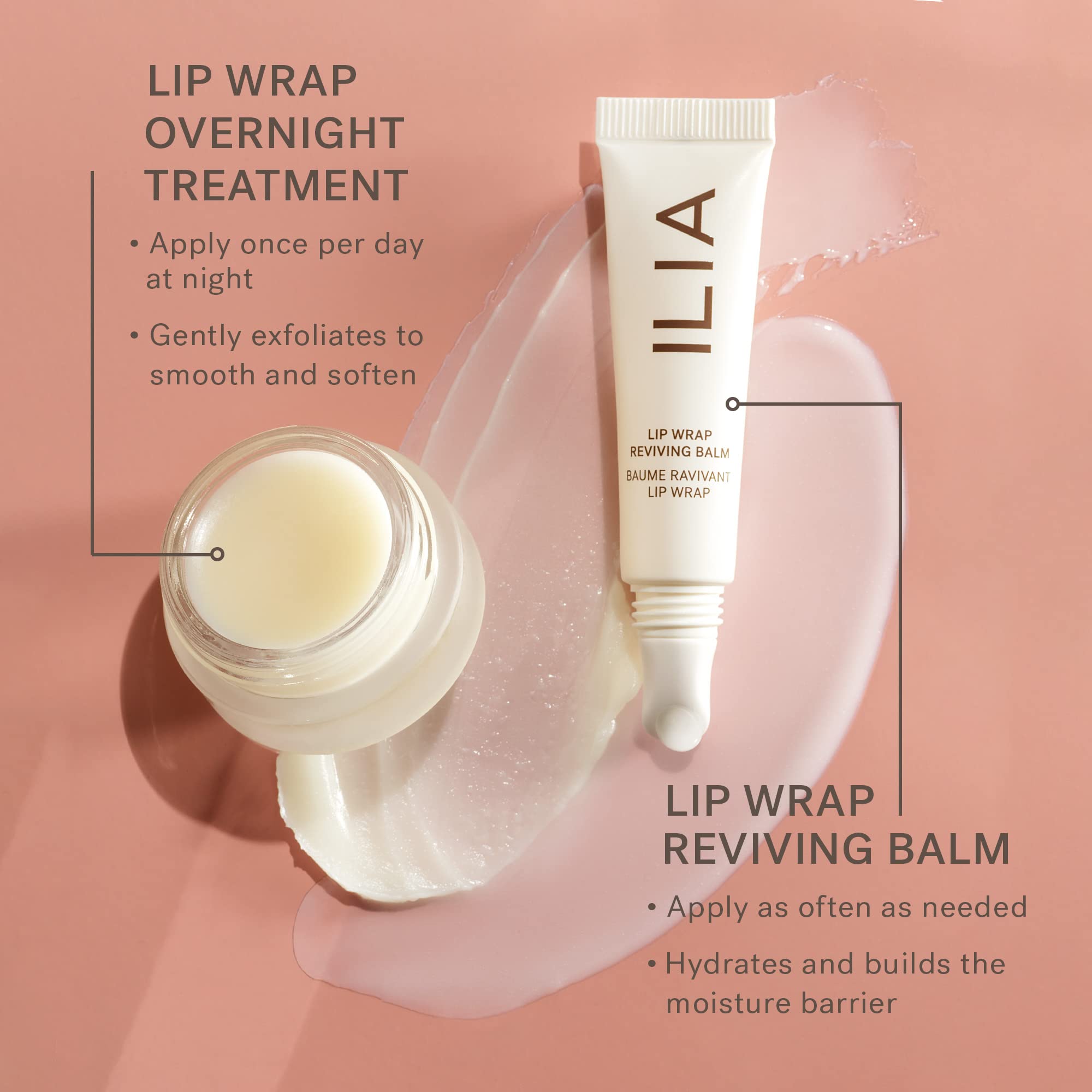 ILIA Lip Wrap Reviving Balm in travel case showing compact size