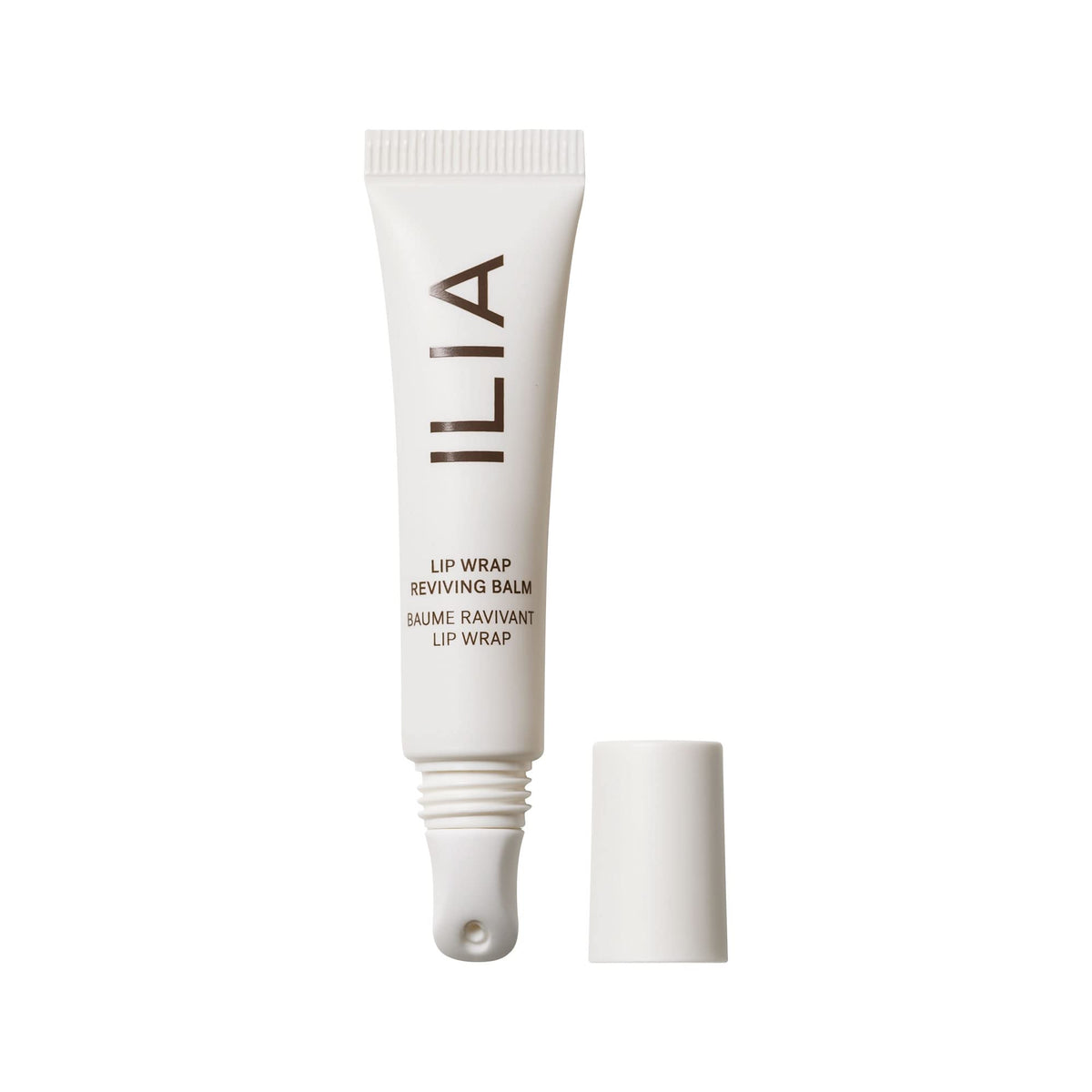 ILIA Lip Wrap Reviving Balm tube close-up for instant hydration