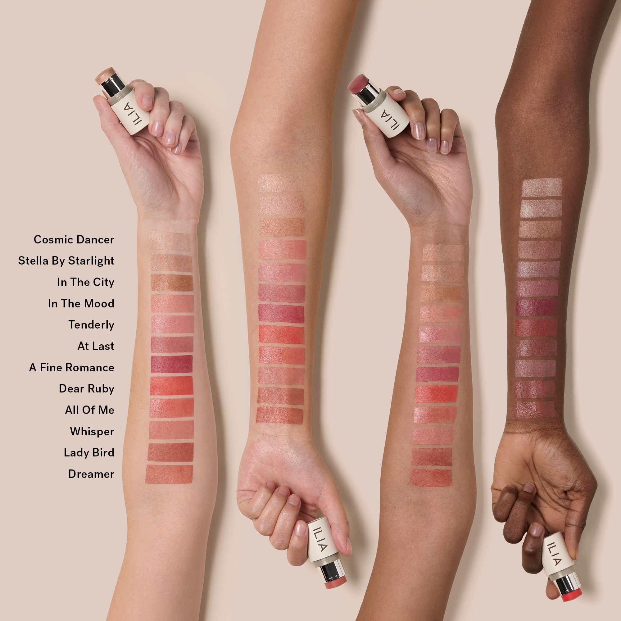 ILIA Multi-Stick creamy texture close-up on skin.
