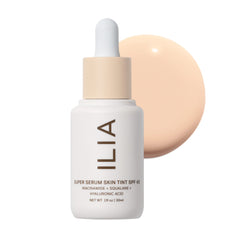 ILIA Super Serum Skin Tint SPF 40 bottle delivering dewy hydration for daily wear