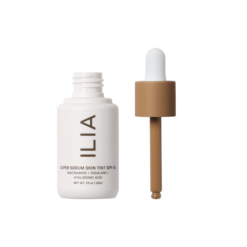 ILIA Skin Tint closeup texture reveals hydrating finish and breathable non-comedogenic formula