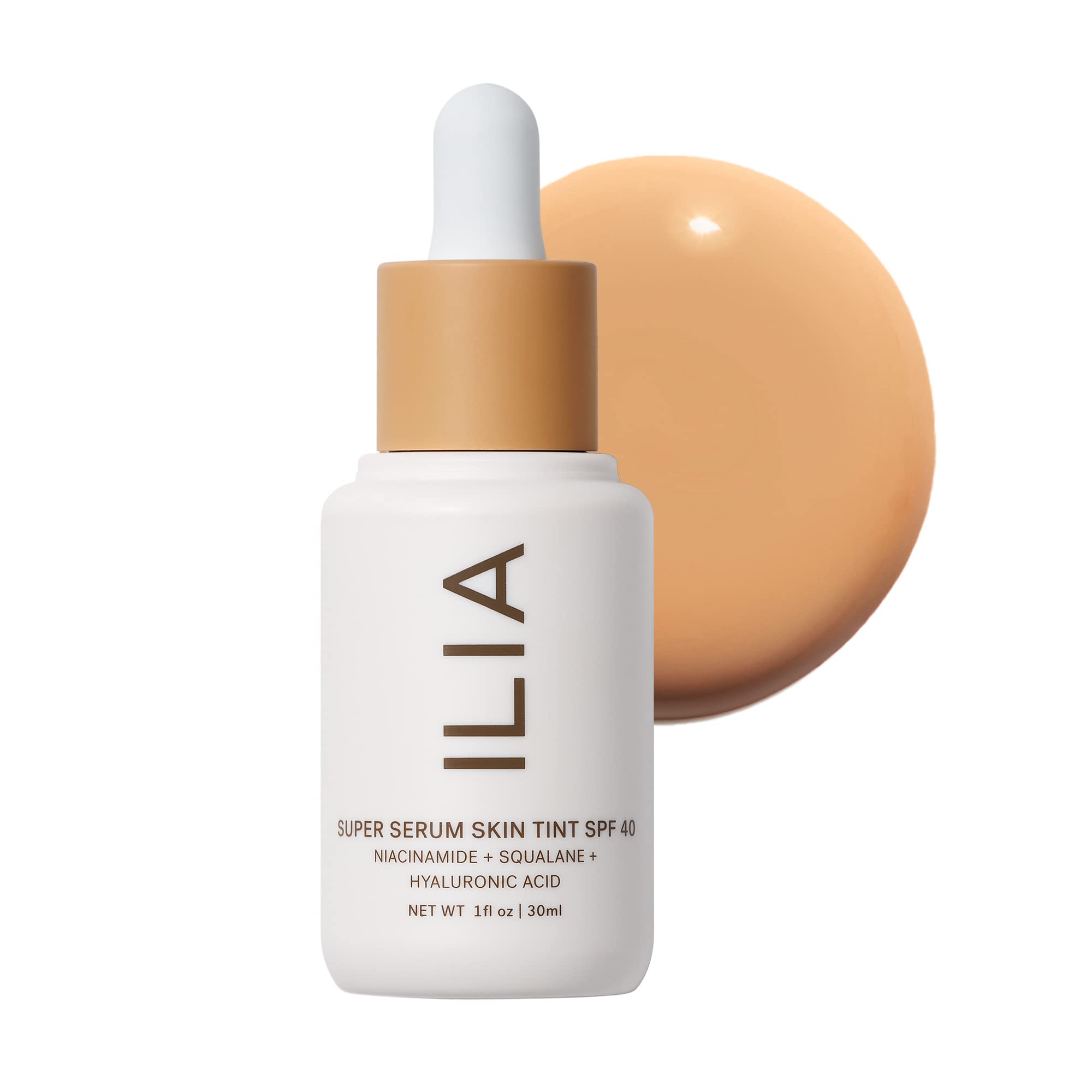 ILIA Super Serum Skin Tint SPF 40 packaging for easy on-the-go application