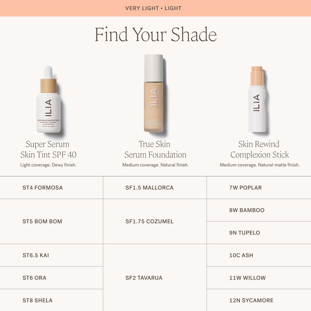 ILIA True Skin Serum Foundation vegan cruelty-free label shown for conscious beauty fans.