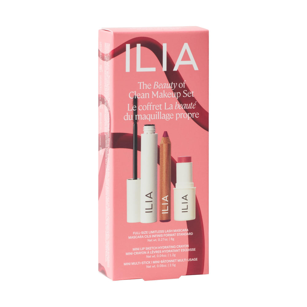 ILIA vegan cruelty-free gluten-free formulas showcased for everyday use.