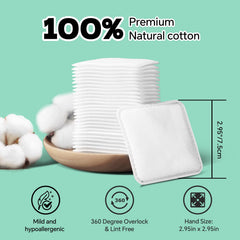 Illidi Large Square Cotton Pads highlight multi-layer absorption for gentle cleansing.