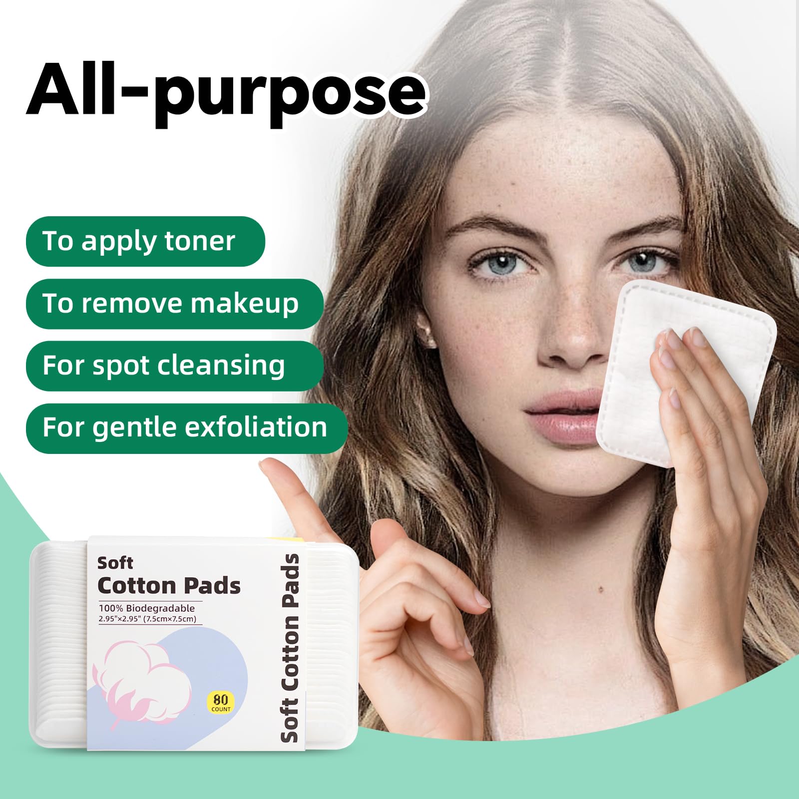 Illidi Large Square Cotton Pads measure 2.95 inches for broad cleansing coverage.