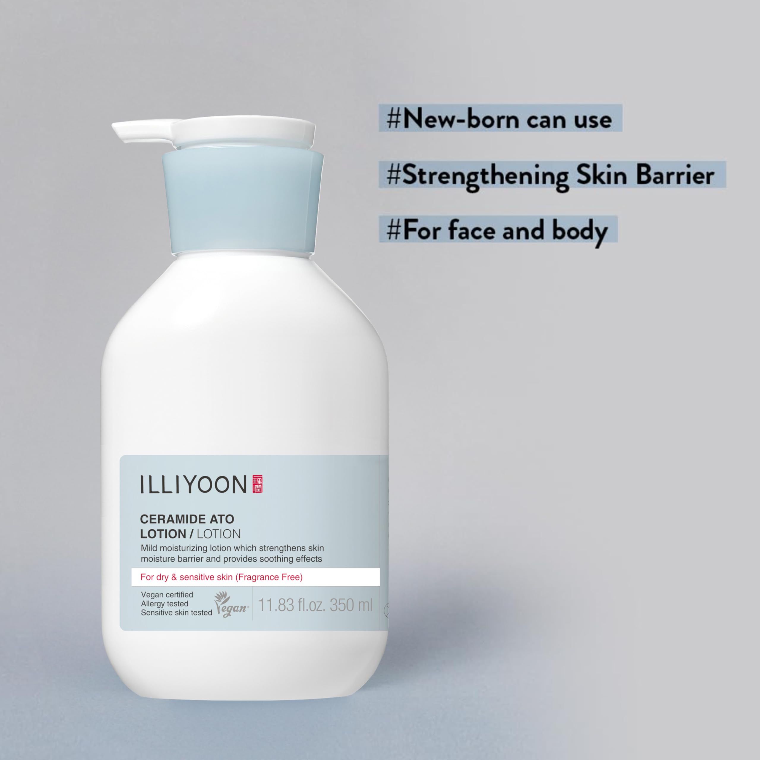 Illiyoon Ceramide Ato Lotion applied on hands representing family use.