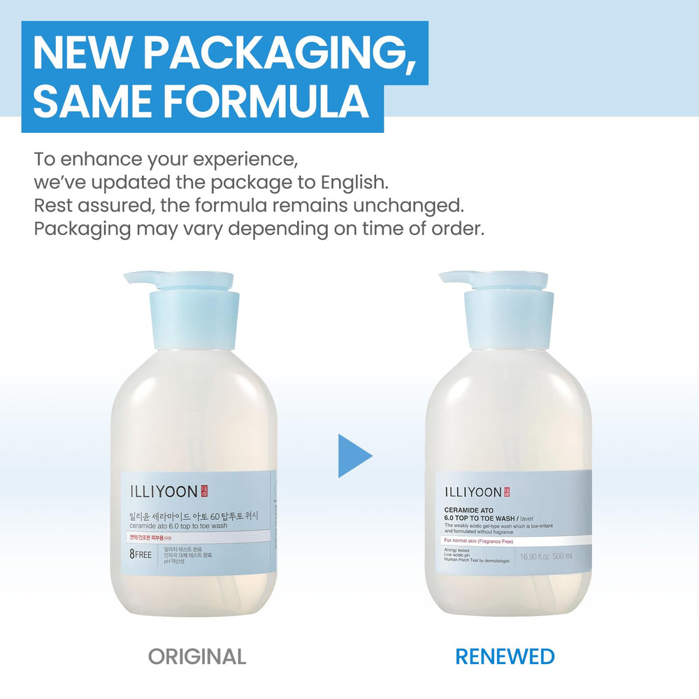 Illiyoon Ceramide Ato 6.0 wash unscented option for bath time routine
