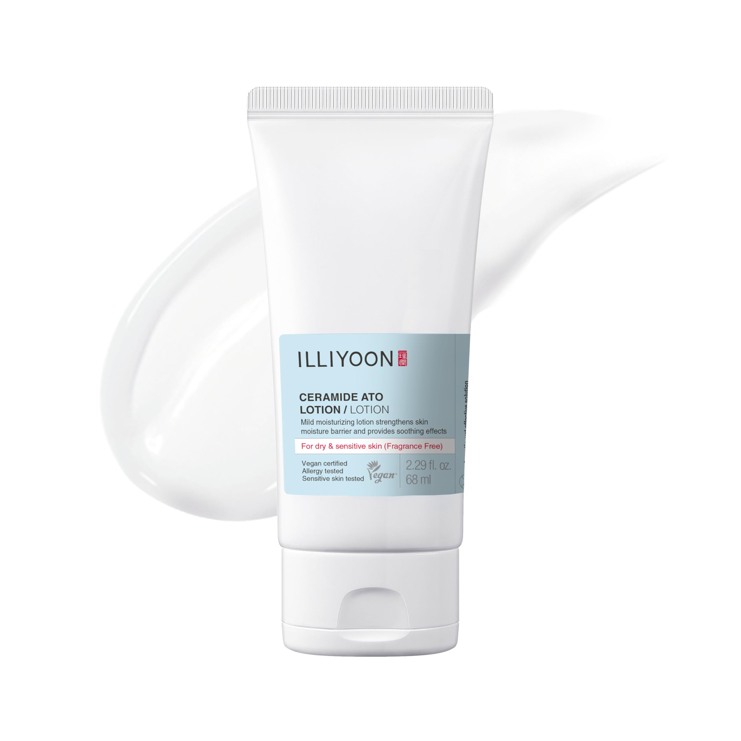 Illiyoon Ceramide Ato Lotion bottle demonstrates a gentle daily moisturizer for sensitive skin