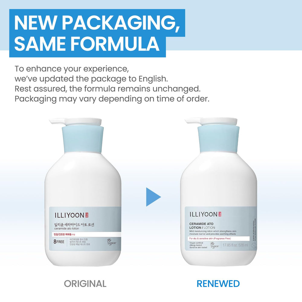 Illiyoon Ceramide Ato Lotion packaging displayed in a bathroom or shelf setup