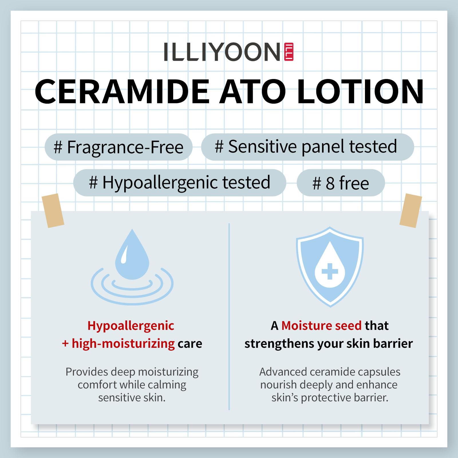 Illiyoon Ceramide Ato Lotion texture swatch shows fast absorption.