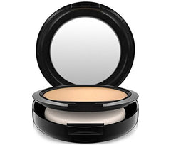 Illuminations MAC Studio Fix Powder Plus compact demonstrates one-step application for matte, long-wearing coverage.
