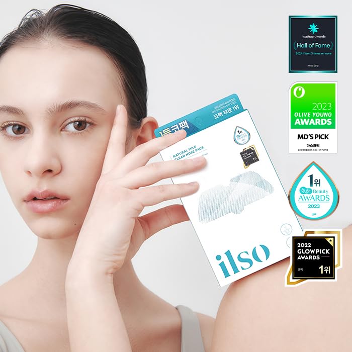 ilso natural mild nose patch pack front shows the 5 Step1 sheets, 5 Step2 sheets, and 10 swabs.