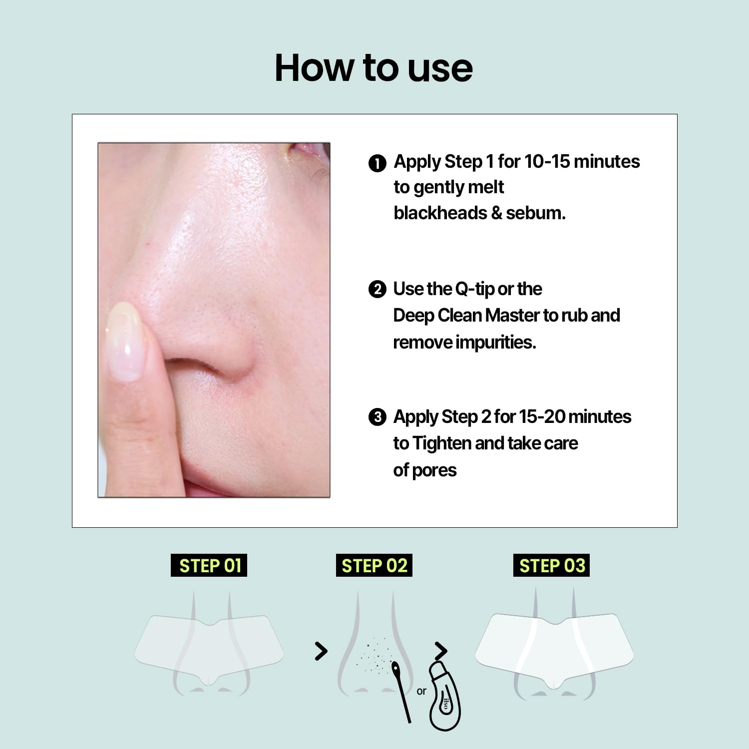 ilso natural mild nose patch step2 pure cotton sheet moisturizes and balances skin after pore cleaning.