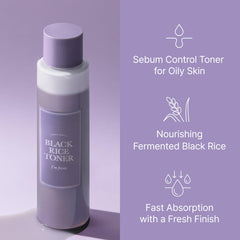 I'm from Black Rice Toner bi-phase layer highlights dual hydration for balanced glow.