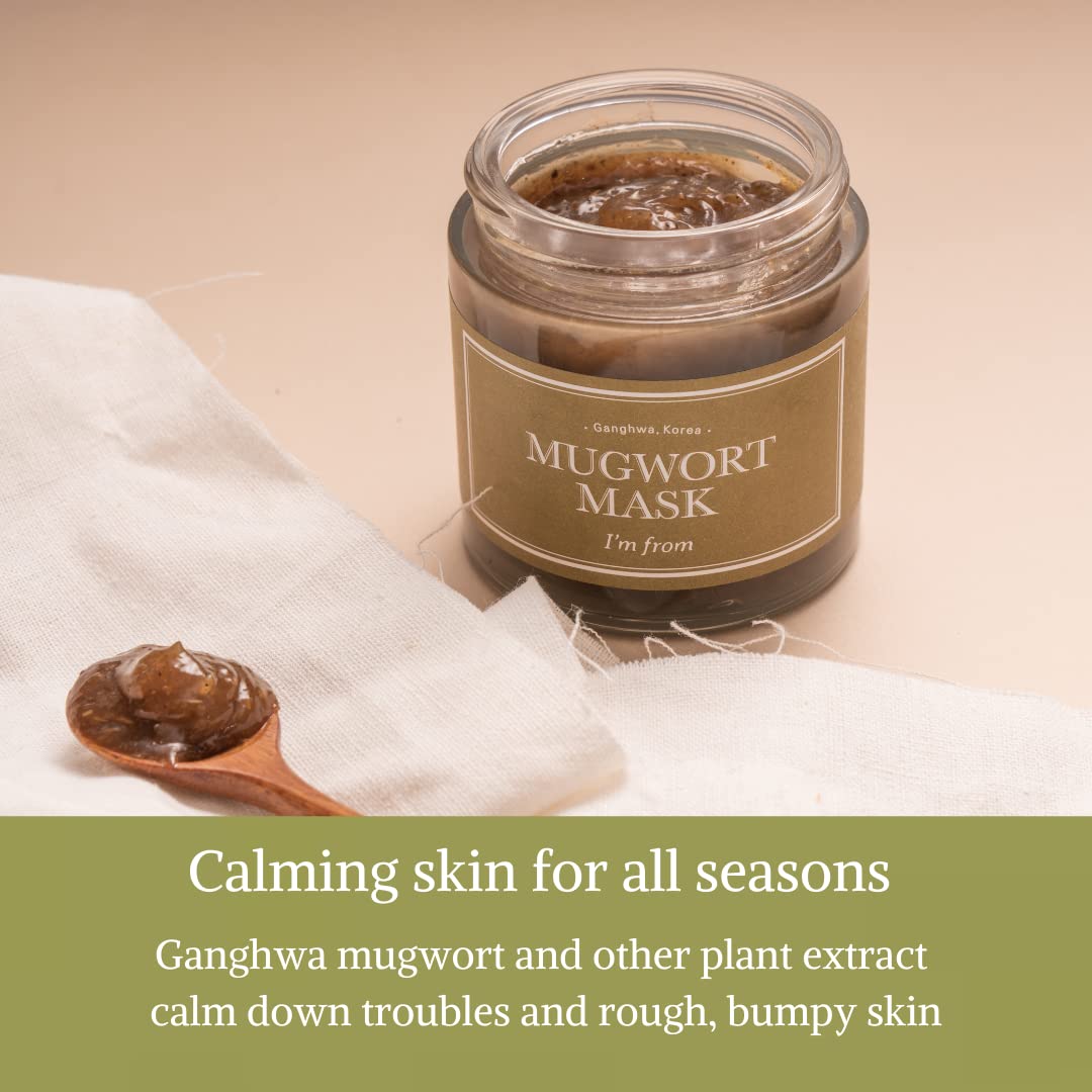 I'm From Mugwort Mask jar close-up reveals the soothing gel texture.