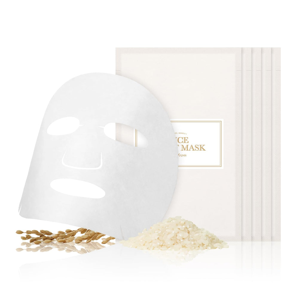 I'm from Rice Sheet Mask Pack of 5 box front showcases premium Korean skincare packaging for hydrated skin.