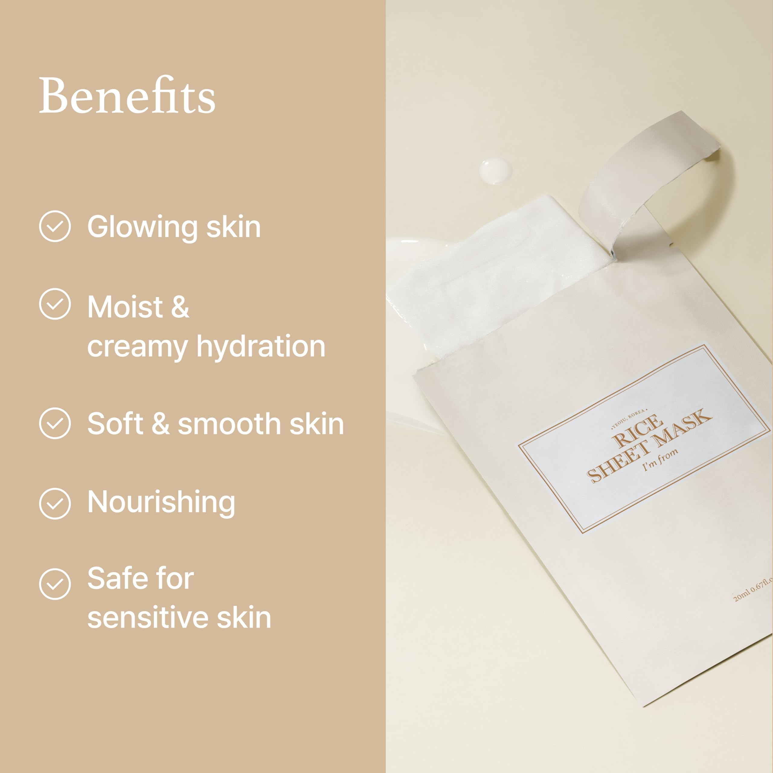 I'm from Rice Sheet Mask vegan certified label, appealing to clean beauty seekers.