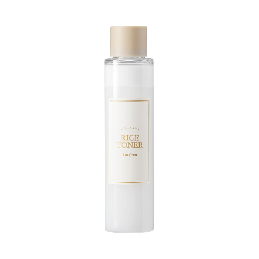 I'm from Rice Toner bottle on a clean vanity for hydrating skin prep