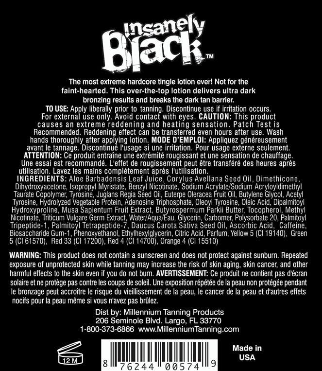 Millennium Tanning Insanely Black 60x Mega Tingle Dark Tanning Lotion – 13.5 oz