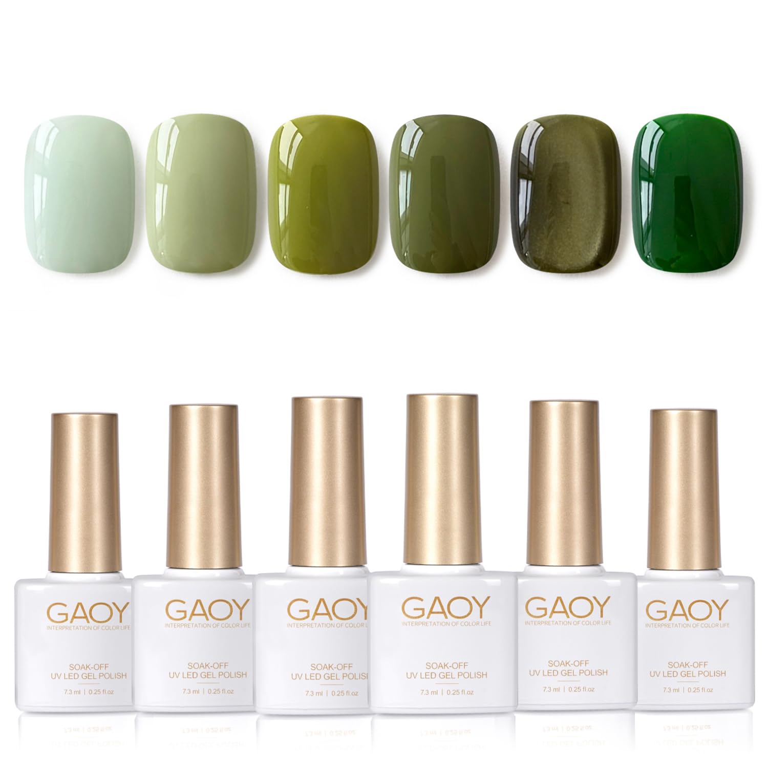 GAOY green gel nail polish set with six colors for at-home manicure and color variety