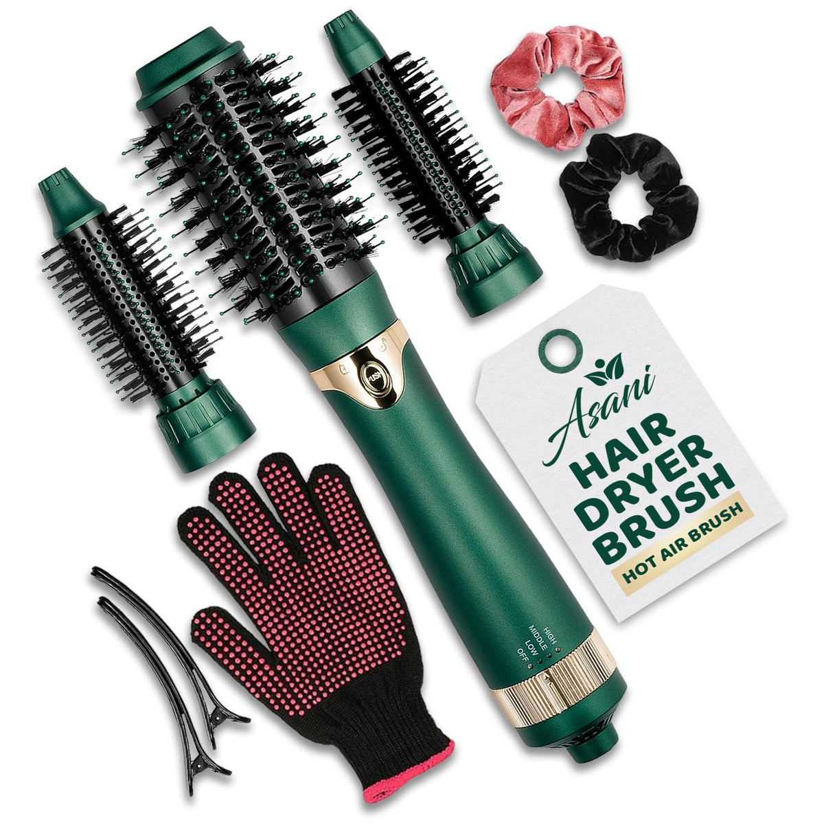Asani Hot Air Brush | Multipurpose Dryer Brush with Interchangeable Heads