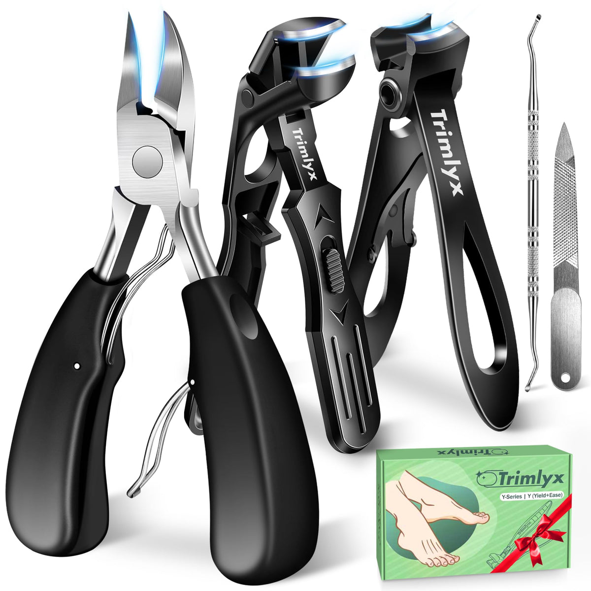 Trimlyx Thick Nail Toenail Clippers – Heavy-Duty Senior 5-Piece