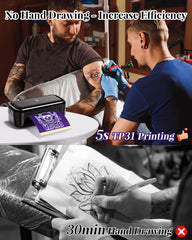 Phomemo TP31 Tattoo Stencil Printer -Mini Tattoo Printer Machine with 30pcs Transfer Paper,Small Portable Tattoo Machine for Beginners/Enthusiast/Artists,Easy to Use with Smartphone,Pad- Black