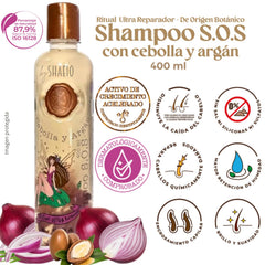 SHAEIO Ritual Botanico Kit – Ultrareparador y Acelerador de Crecimiento S.O.S. Shampoo de Cebolla y Argán + Plex