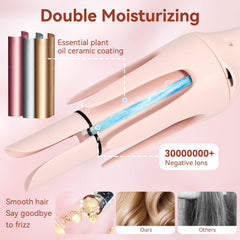 CHIKYO 3 in 1 Multifunctional Hot Tool, Automatic Curling Irons with 2 Ceramic Barrel(1", 1.25") & Hair Straightener Brush, Hair Curler & Straightening Comb with 3 Temp & Timer & Negative Ions