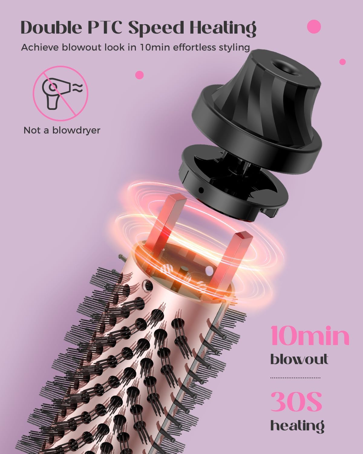 Lopeie Upgraded Infrared Bounce Brush – 5-Setting LED Heated Round Brush, 1.5