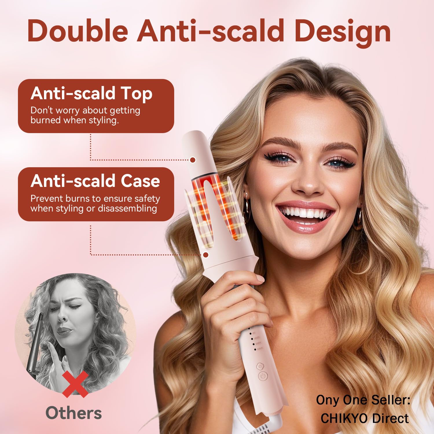 CHIKYO 3 in 1 Multifunctional Hot Tool, Automatic Curling Irons with 2 Ceramic Barrel(1", 1.25") & Hair Straightener Brush, Hair Curler & Straightening Comb with 3 Temp & Timer & Negative Ions