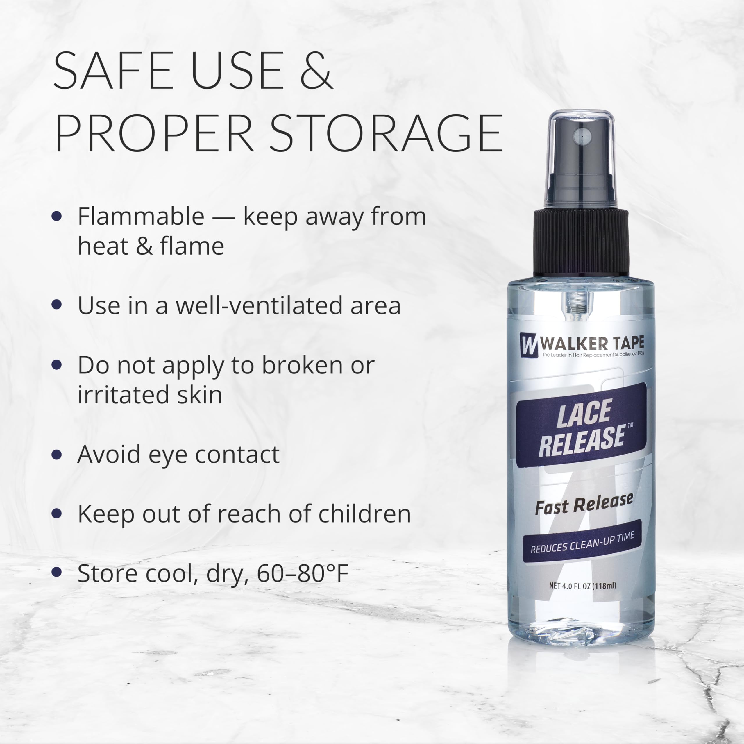 Walker Tape Lace Release - Non-Oily Adhesive Remover for Lace & Mesh, 4 oz Spray