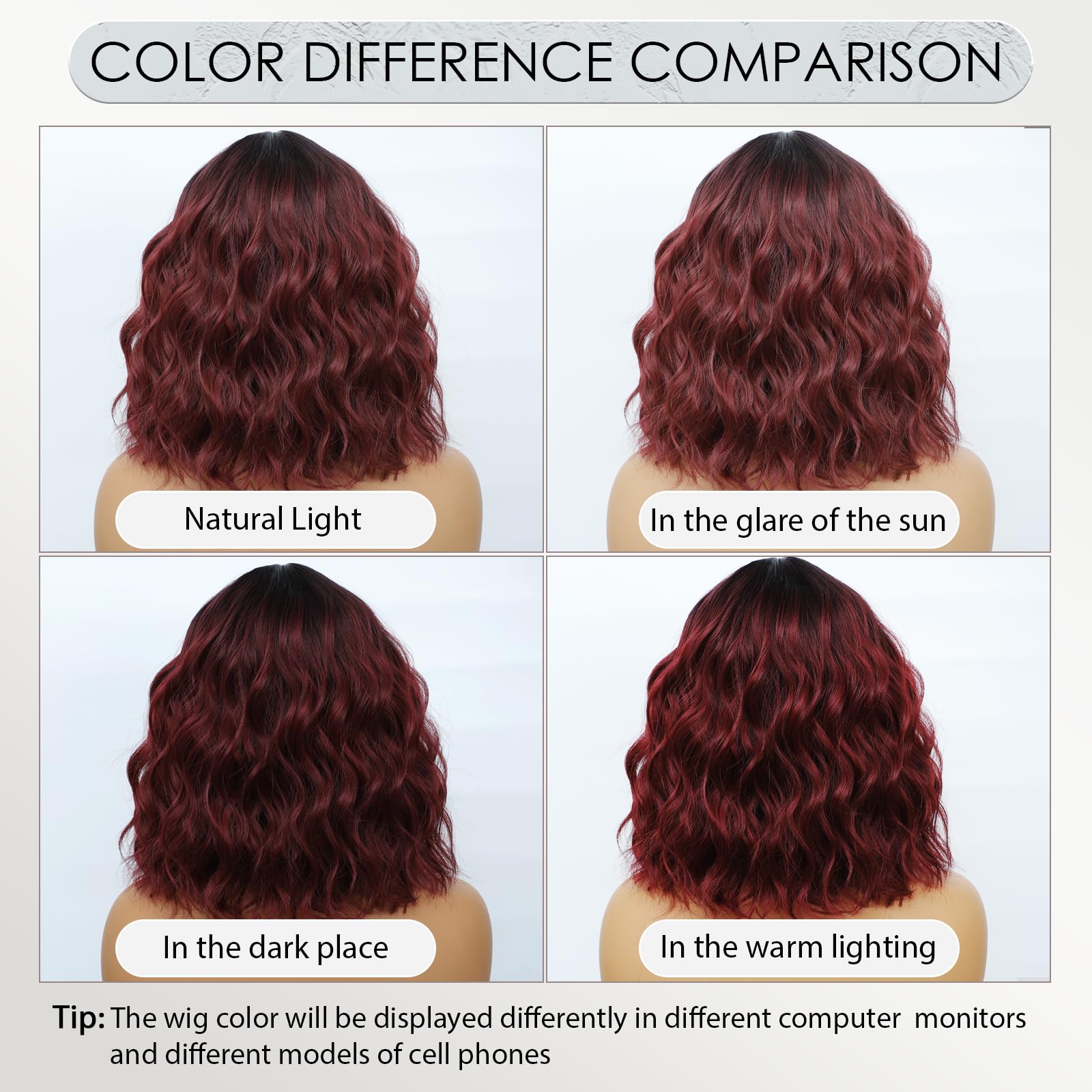 Monaluxe Synthetic Bob Wig with Bangs for Women Burgundy Synthetic Heat Resistant Loose Curly Wavy Wig Short Wine Red Glueless Bob Wig Everyday Hairstyle