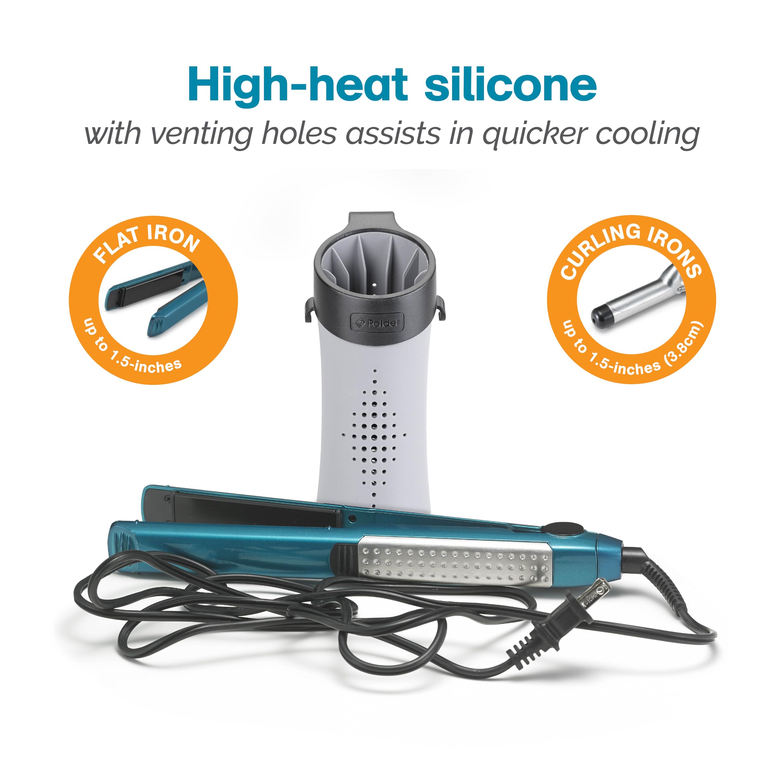 Polder BTH-7030-94 Hot Sleeve Caddy for Curling & Flat Irons – Safe, Compact
