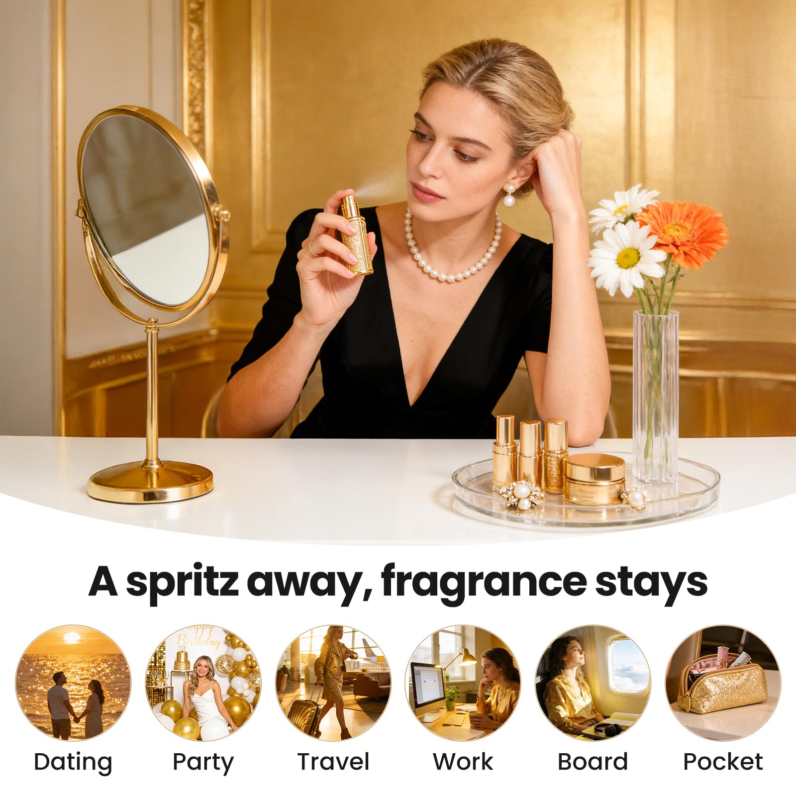 EZEJIAO Travel Perfume Bottle 3-Pack — Leak-Proof, TSA-Friendly Refillable Atomizers