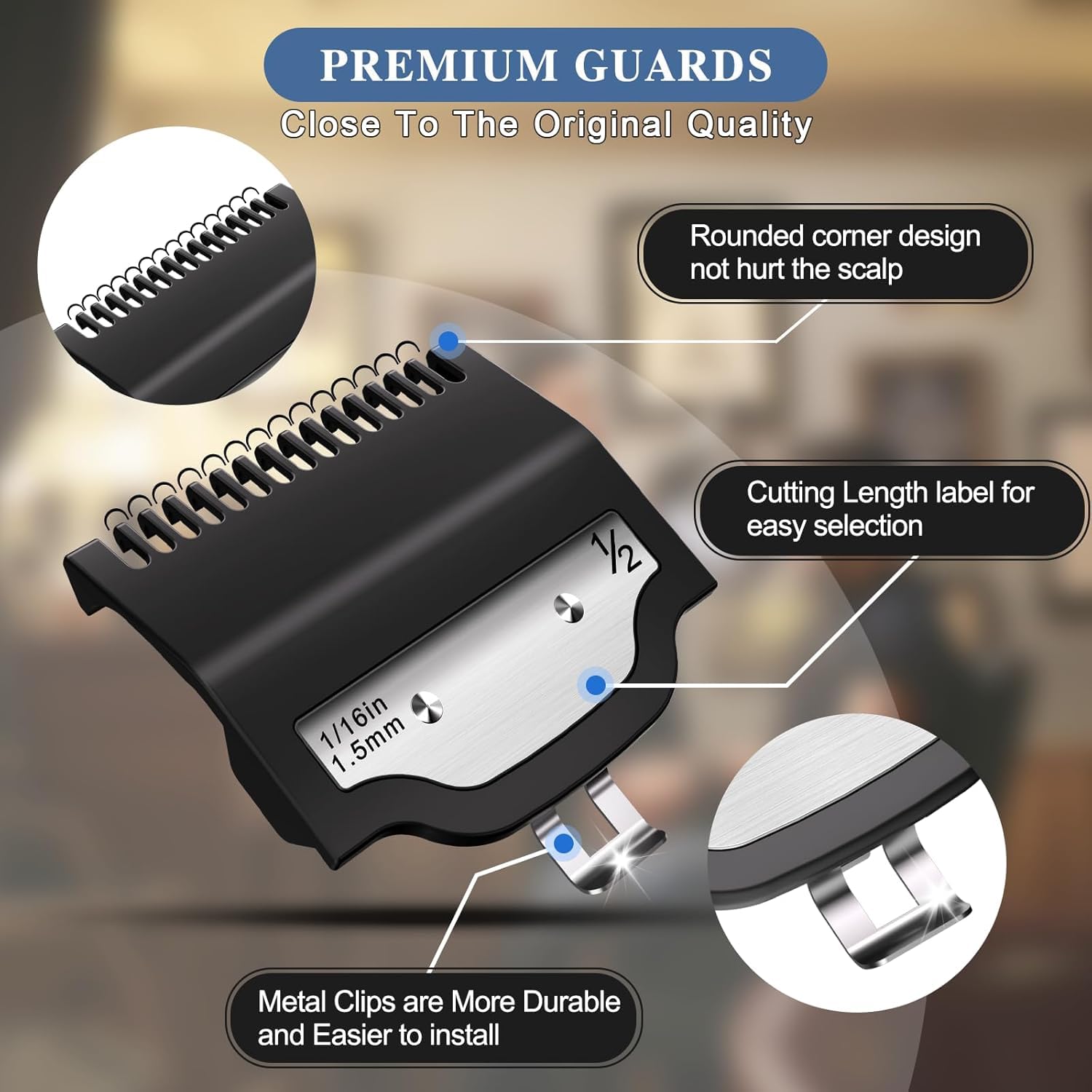 Professional for Wahl Clipper Guards Set, 10 Pcs Coded Cutting Guides #3170-400- 1/16” to 1” Compatible with All Wahl Clippers