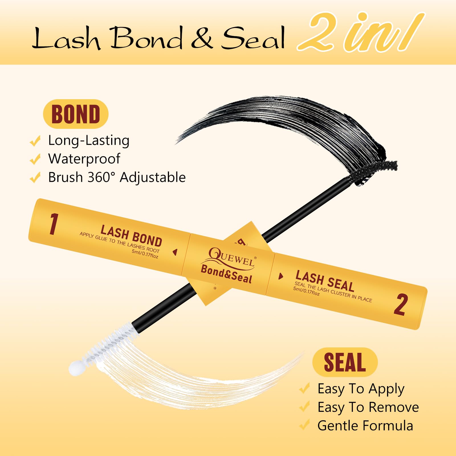 QUEWEL Lash Clusters Kit - 320 Pcs 40D Wispy Lashes (9-16mm) with Bond, Remover & Applicator