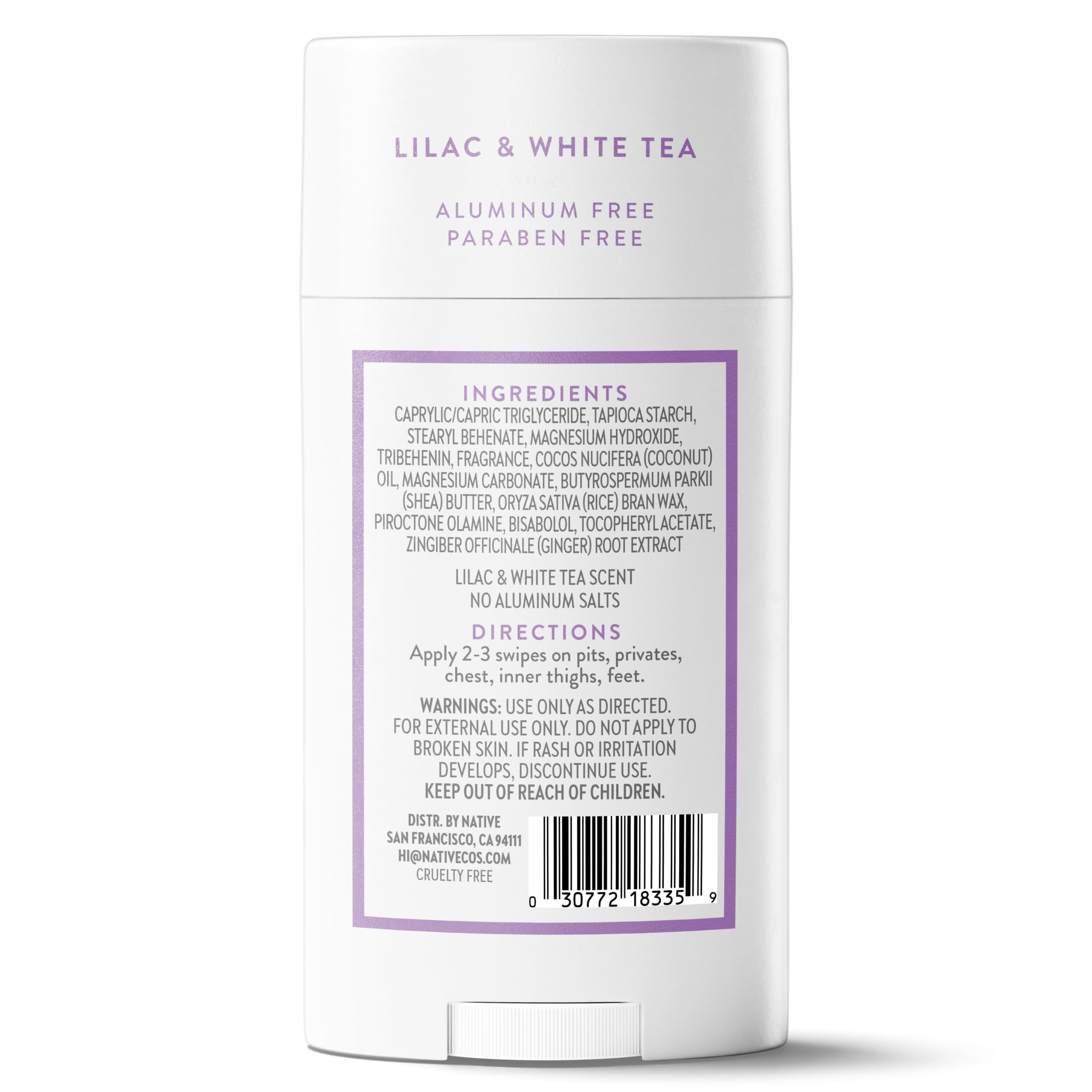 Native Whole Body Deodorant Stick Lilac & Tea – Aluminum-Free, 72-Hour Odor Protection | Coconut Oil & Shea Butter