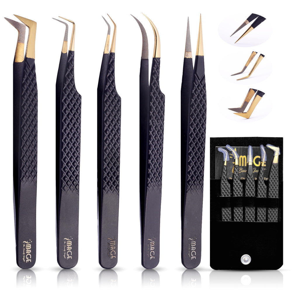 Image Beauty Insight 90-degree volume lash tweezer for precise fan creation and secure grip.
