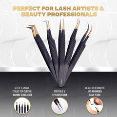 Image Beauty Insight pointed lash tweezer enables precise placement of tiny lashes with accuracy.