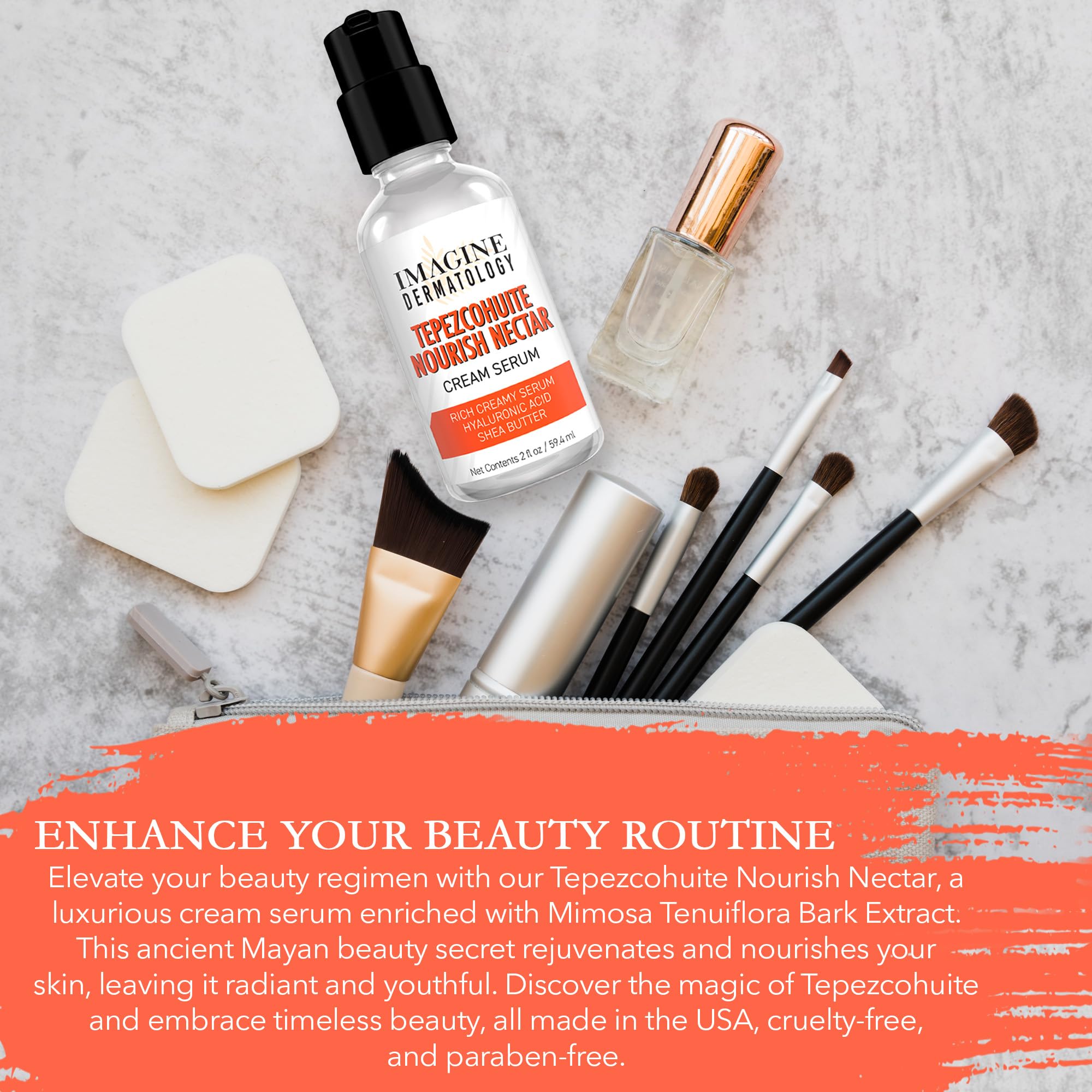 Imagine Dermatology Tepezcohuite Nourish Nectar ingredients list hints at hyaluronic acid and shea butter