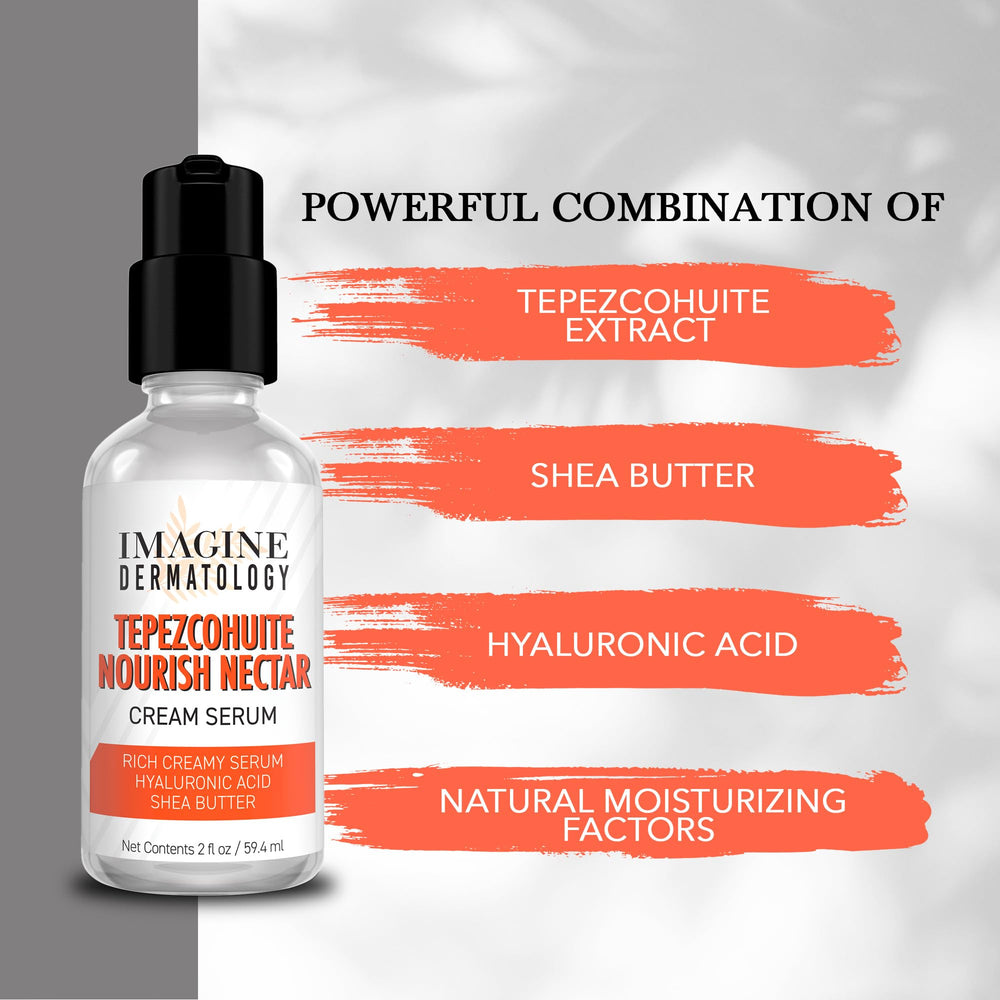 Imagine Dermatology Tepezcohuite Nourish Nectar texture close-up for luxurious daily hydration