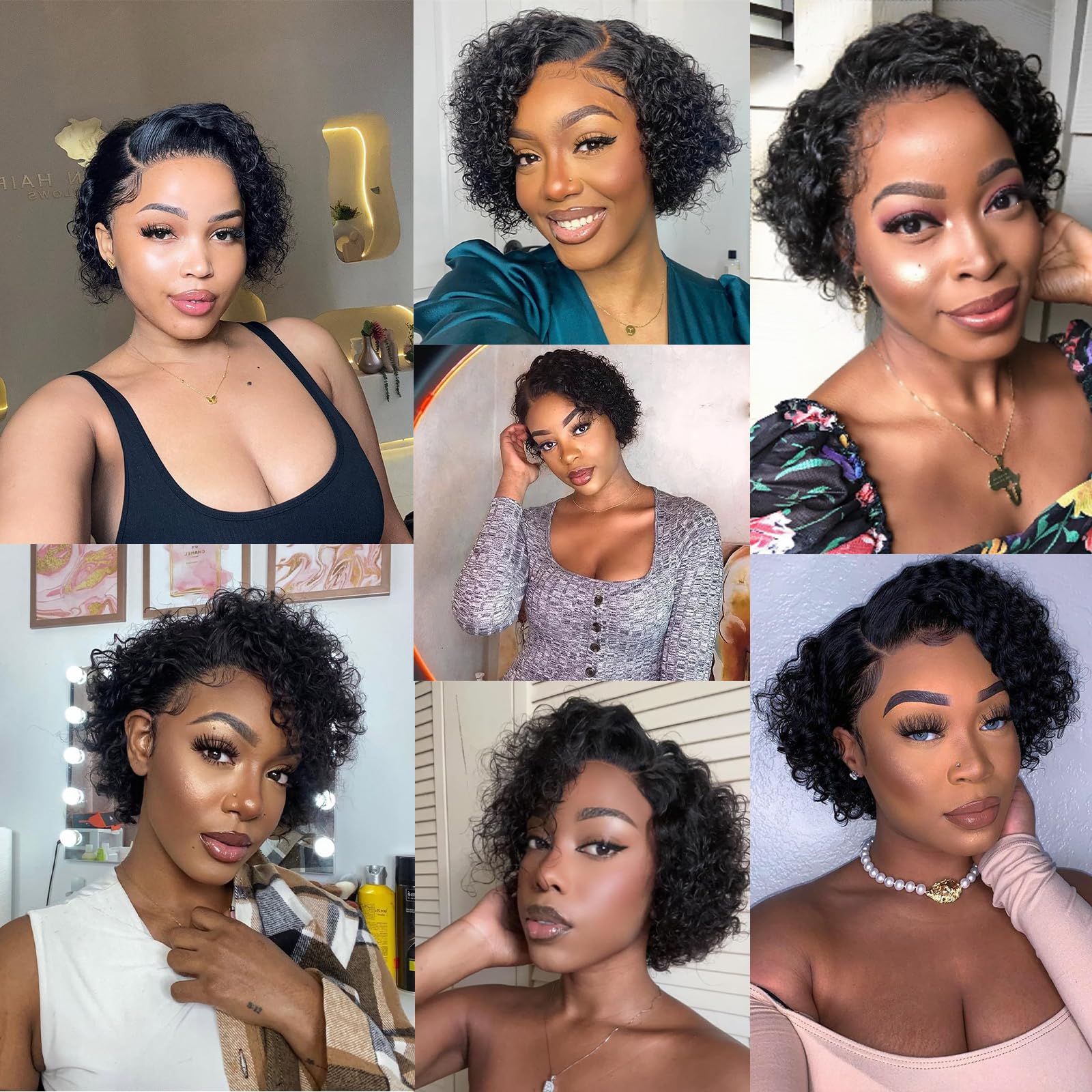 IMANI HAIR short curly pixie wig 8-inch length provides chic, low-maintenance look.